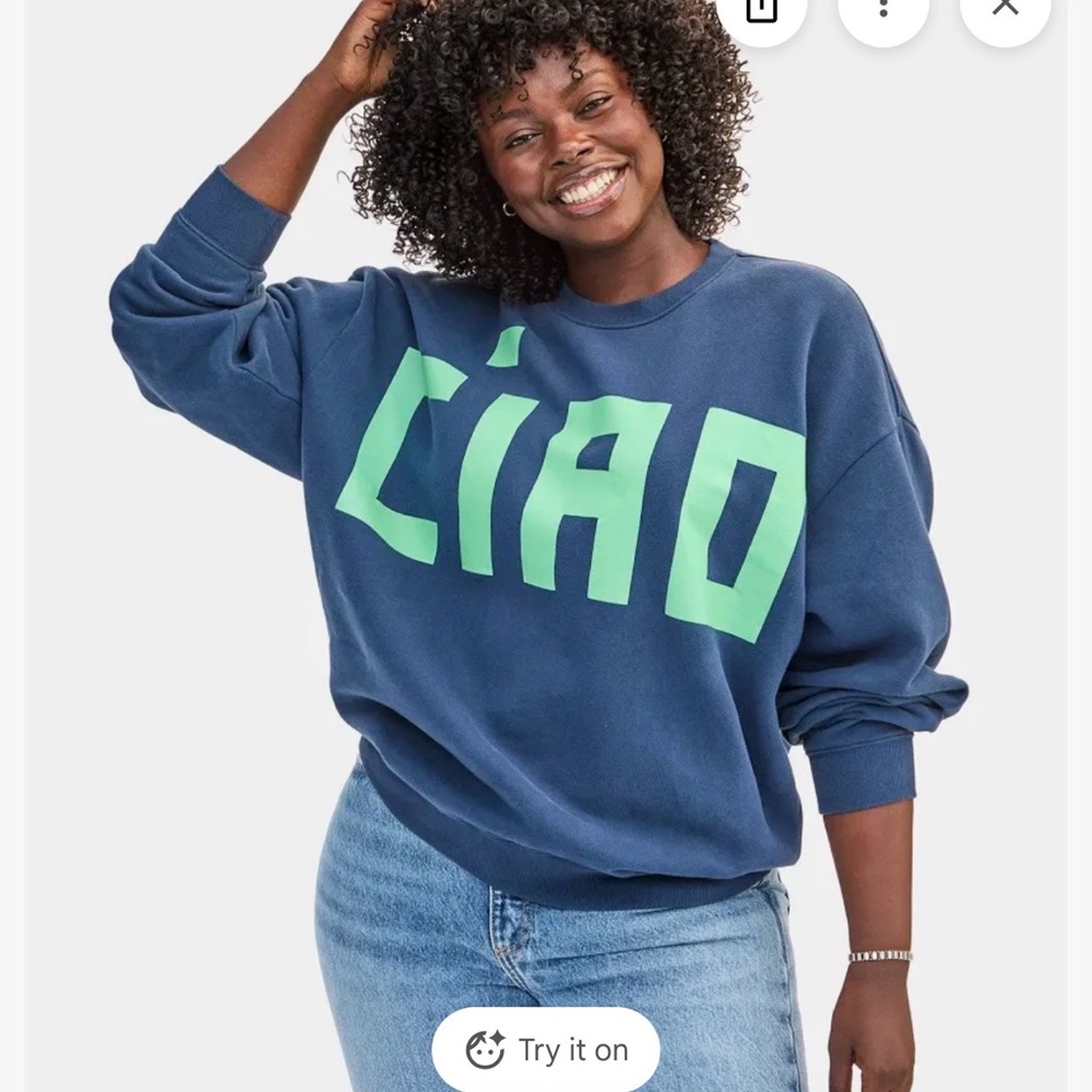 CIAO Navy Blue Sweatshirt with Green Print